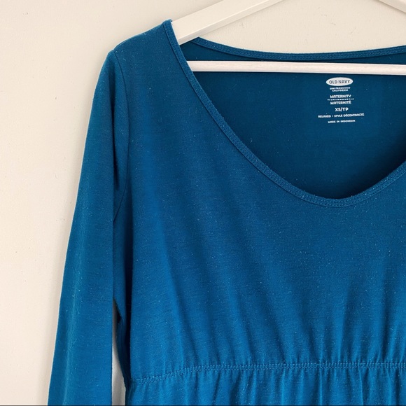 4/$20 OLD NAVY XS Teal Empire Waist Maternity V-Neck Top - Picture 2 of 15